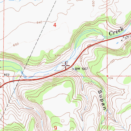 Topographic Map of Supan Gulch, CA