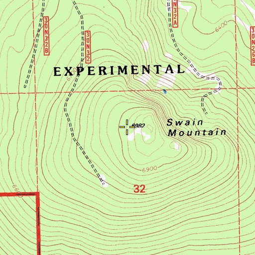 Topographic Map of Swain Mountain, CA