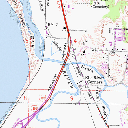 Topographic Map of Swain Slough, CA