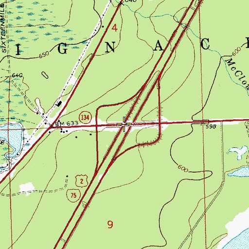 Topographic Map of Interchange 359, MI