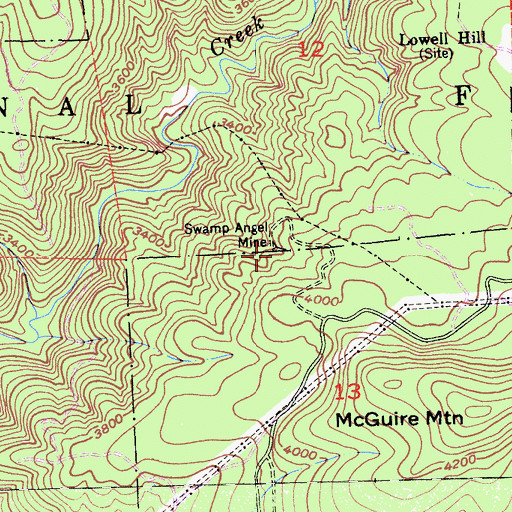 Topographic Map of Swamp Angel Mine, CA
