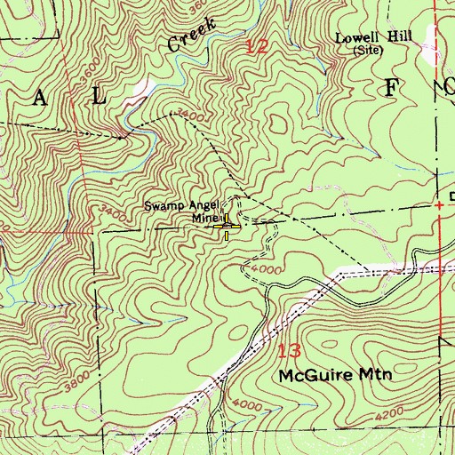Topographic Map of Swamp Angel Mine, CA