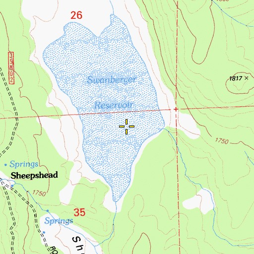 Topographic Map of Swanberger Reservoir, CA