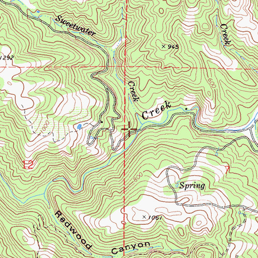 Topographic Map of Sweetwater Creek, CA
