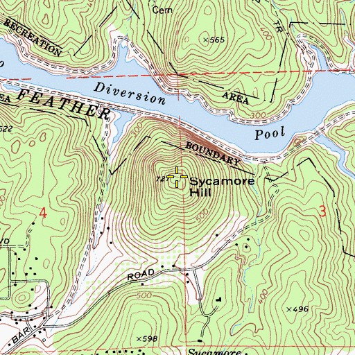 Topographic Map of Sycamore Hill, CA