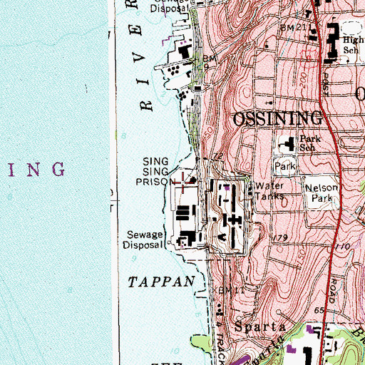 Topographic Map of Ossining Wastewater Treatment Plant, NY