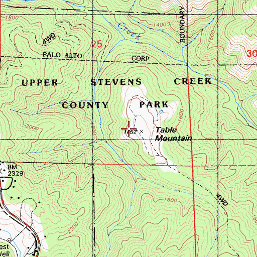 Topographic Map of Table Mountain, CA
