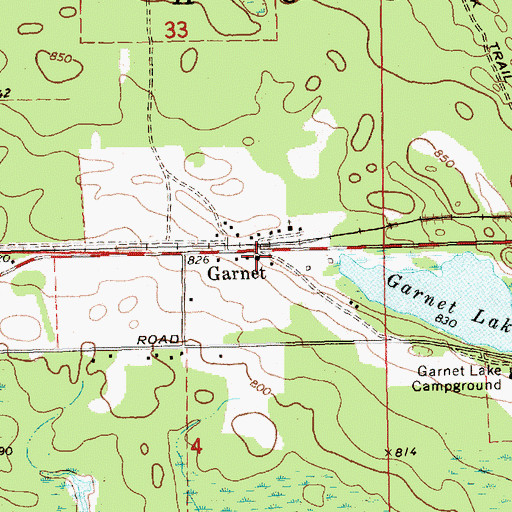 Topographic Map of Garnet Post Office (historical), MI