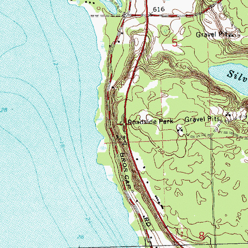 Topographic Map of Gros Cap Roadside Park, MI