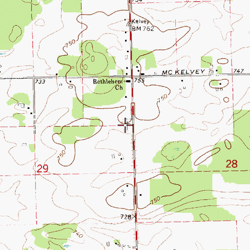 Topographic Map of Bethlehem Lutheran Cemetery, MI