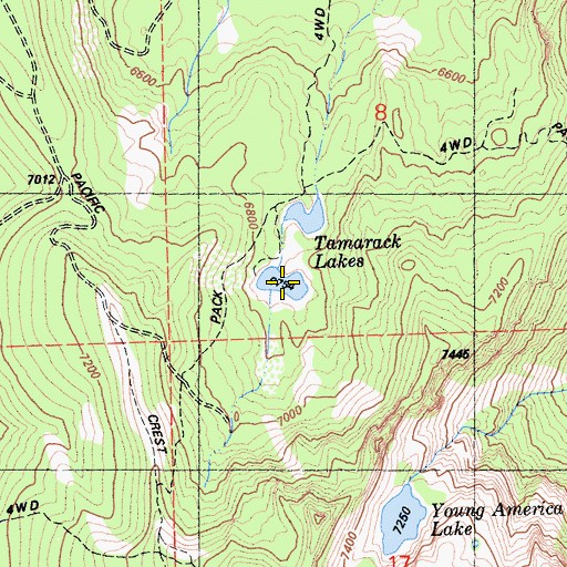 Topographic Map of Tamarack Lakes, CA