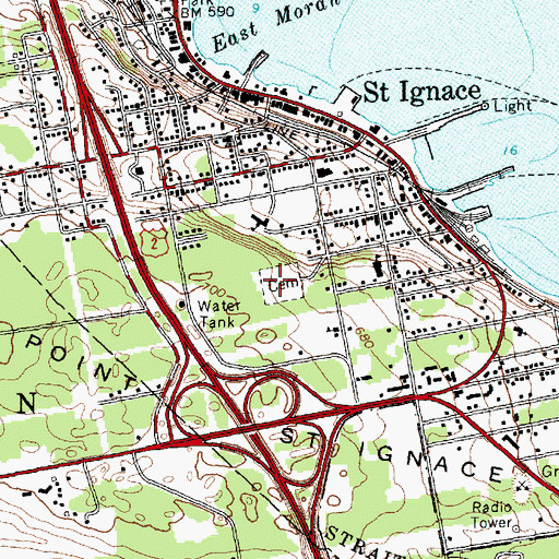 Topographic Map of Saint Ignace Loyola Catholic Cemetery, MI