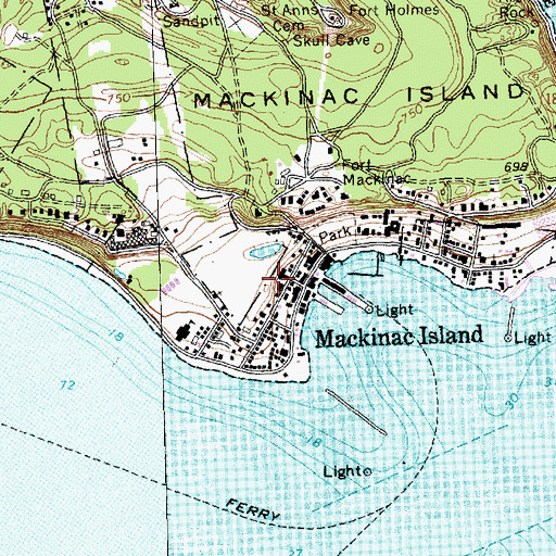 Topographic Map of Mackinac Island Fire Department, MI