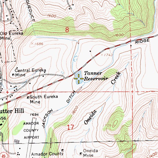 Topographic Map of Tanner Reservoir, CA