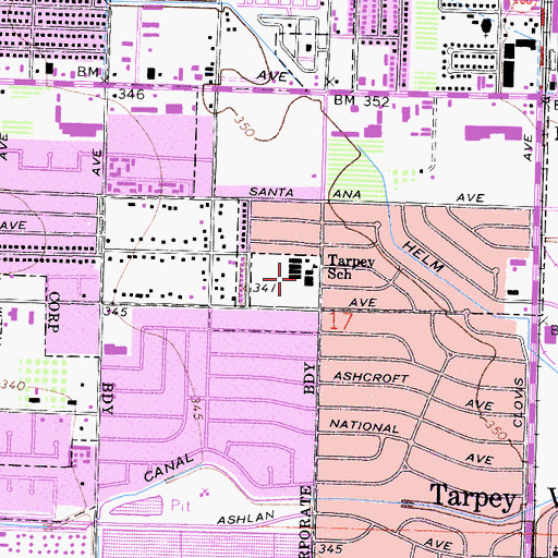 Topographic Map of Tarpey Elementary School, CA
