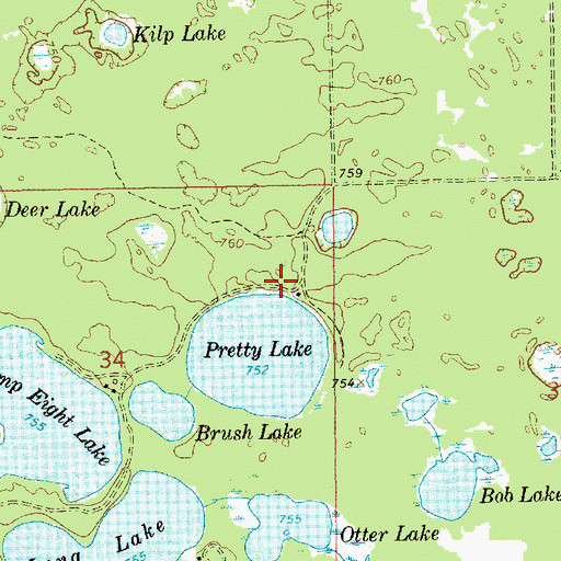 Topographic Map of Pretty Lake State Forest Campground, MI