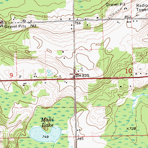 Topographic Map of Watson's Corner, MI