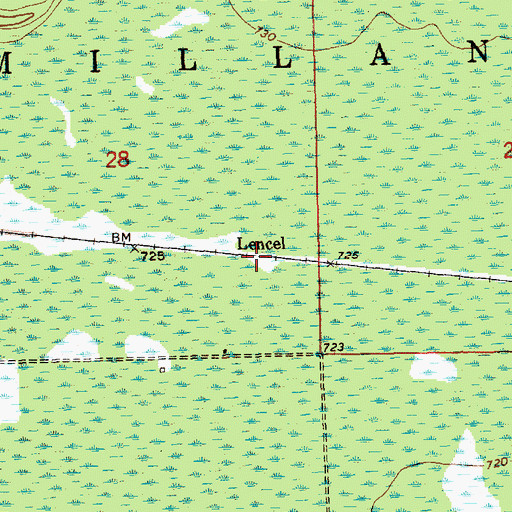 Topographic Map of Lencel Station, MI