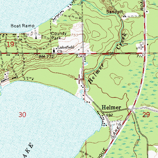 Topographic Map of Helmer House Inn Historical Marker, MI