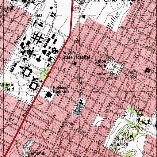 Topographic Map of First Spiritualist Church, TX