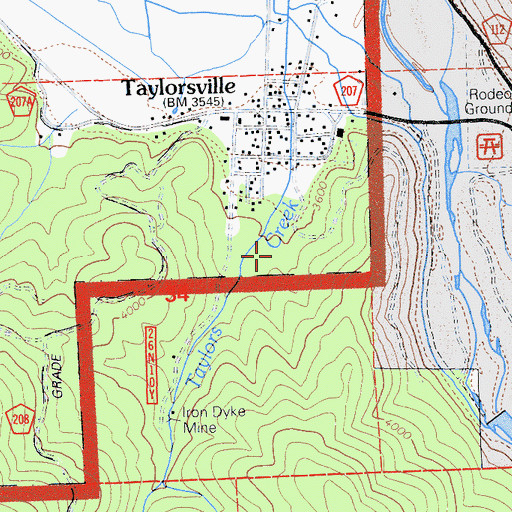 Topographic Map of Taylors Creek, CA