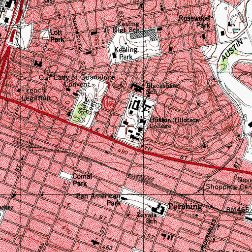 Topographic Map of Jackson Moody Building, TX