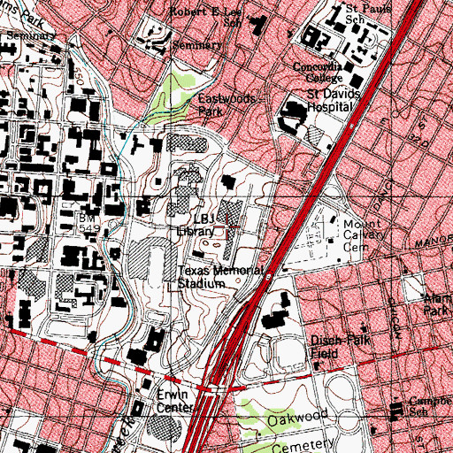 Topographic Map of Sid Richardson Hall, TX