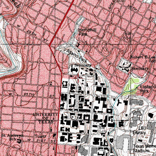 Topographic Map of Twenty Seventh Street Parking Garage, TX