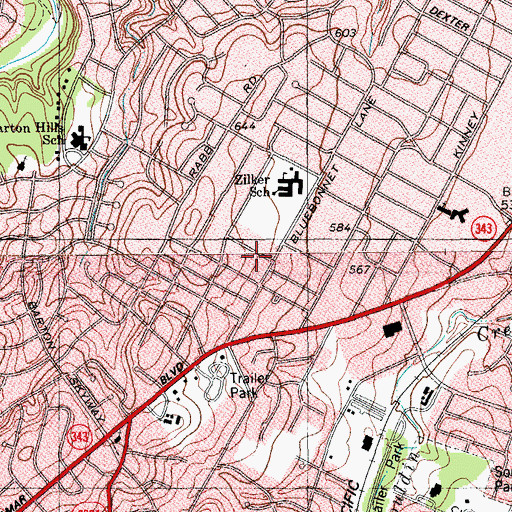Topographic Map of Community of Christ Church, TX