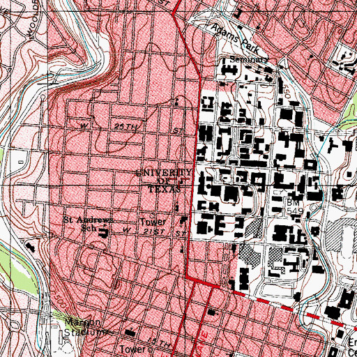 Topographic Map of Congregational Church of Austin, TX