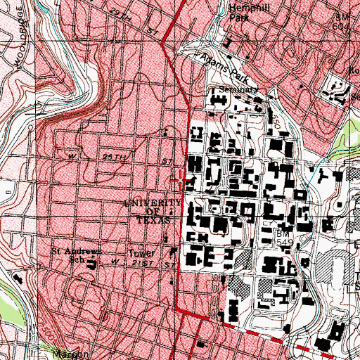 Topographic Map of University United Methodist Church, TX