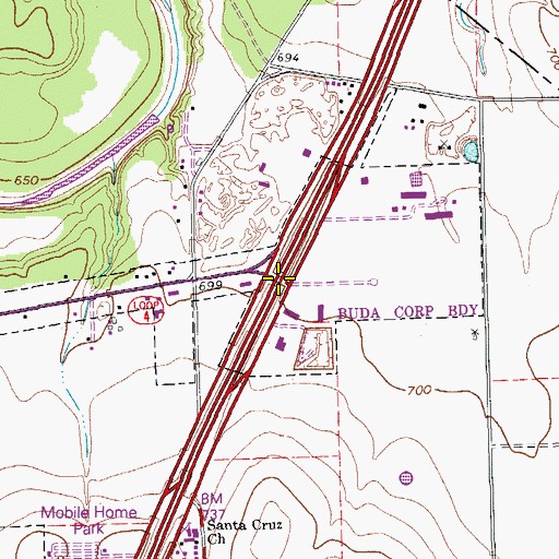 Topographic Map of Interchange 217, TX