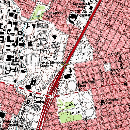 Topographic Map of Interchange 235B, TX