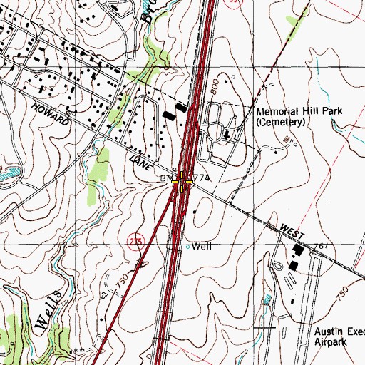 Topographic Map of Interchange 246, TX