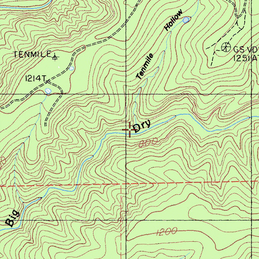 Topographic Map of Tenmile Hollow, CA