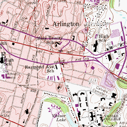 Topographic Map of Arlington Reformed Church, NY