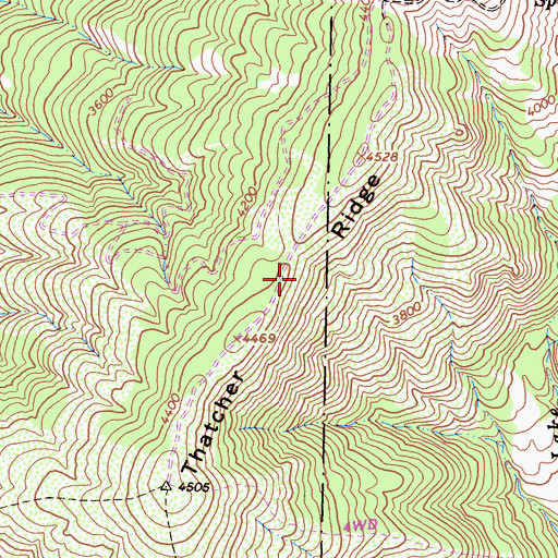 Topographic Map of Thatcher Ridge, CA