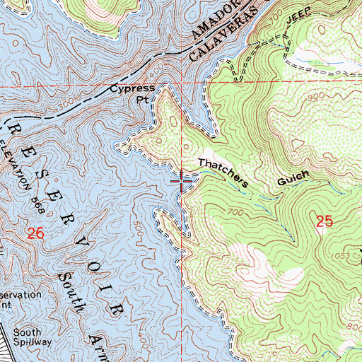 Topographic Map of Thatchers Gulch, CA