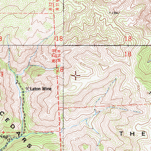 Topographic Map of The Cedars, CA