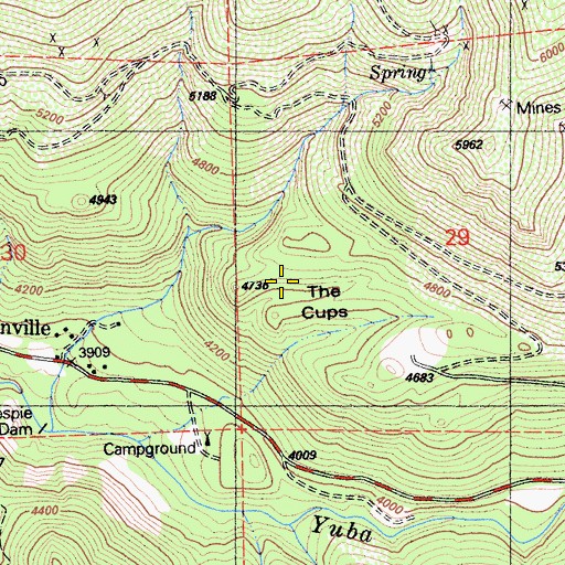 Topographic Map of The Cups, CA