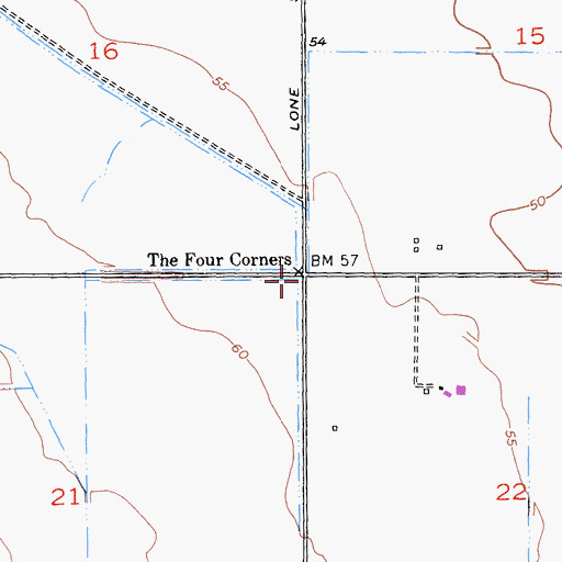 Topographic Map of The Four Corners, CA