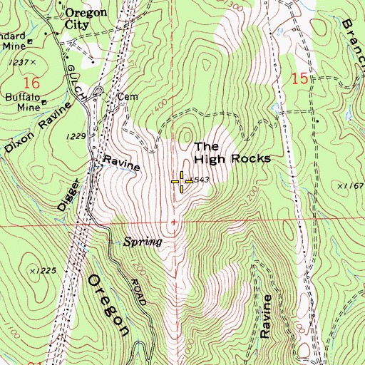 Topographic Map of The High Rocks, CA