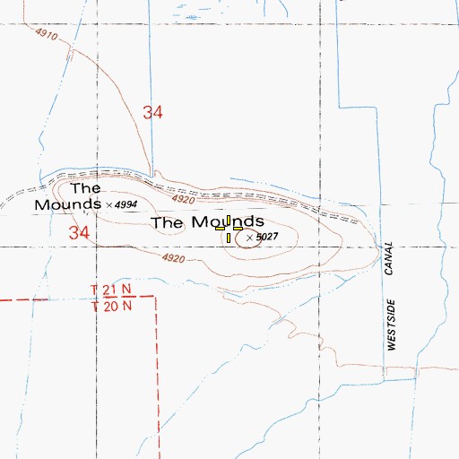 Topographic Map of The Mounds, CA