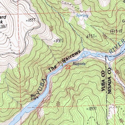 Topographic Map of The Narrows, CA