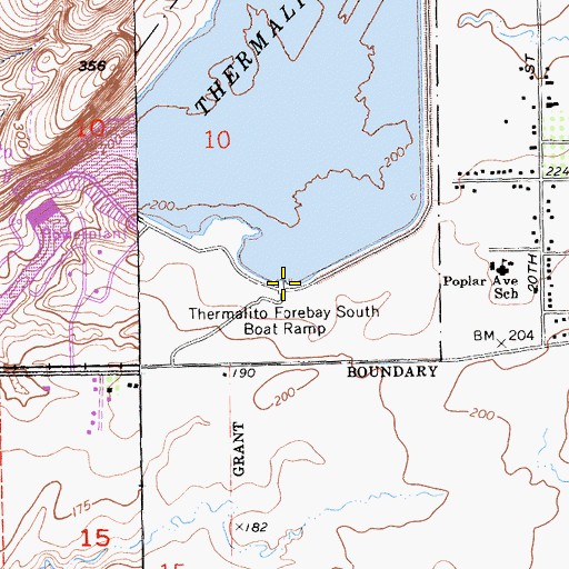 Topographic Map of Thermalito Forebay South Boat Ramp, CA