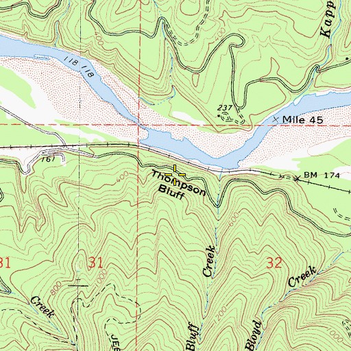 Topographic Map of Thompson Bluff, CA