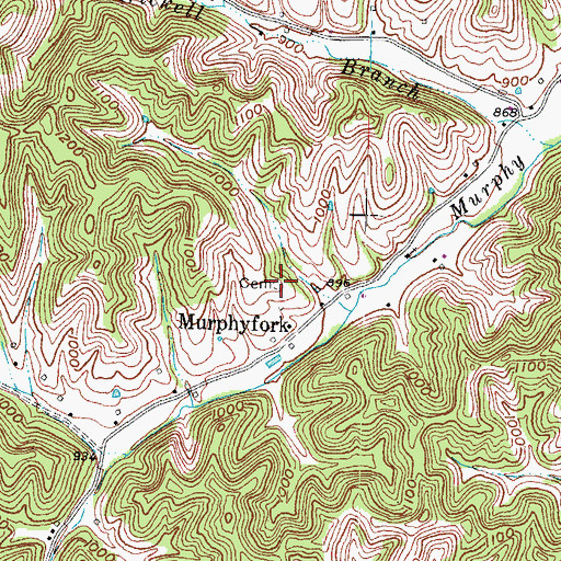 Topographic Map of Murphy Fork Cemetery, KY