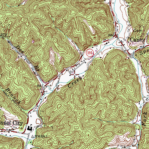 Topographic Map of Saints Bottom, KY