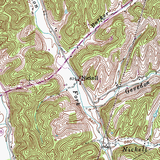 Topographic Map of Nickell Post Office (historical), KY