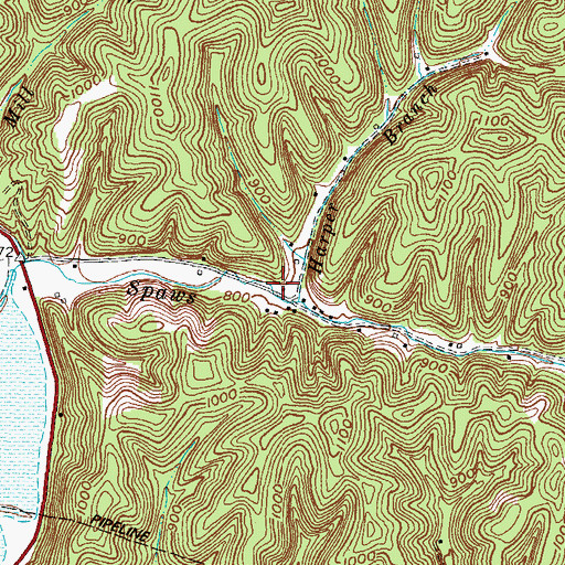 Topographic Map of Paws Creek School (historical), KY